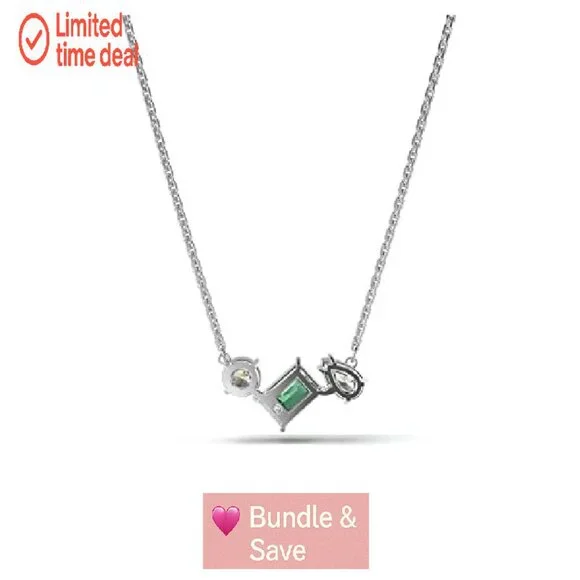 Mesmera Crystal Pendant Necklace, Rhodium Chain, 15-18 Inch